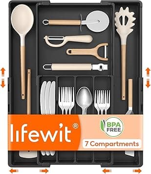 Lifewit Silverware Drawer Organizer, Expandable Utensil Tray for Kitchen on Amazon.ae - Price Tracker