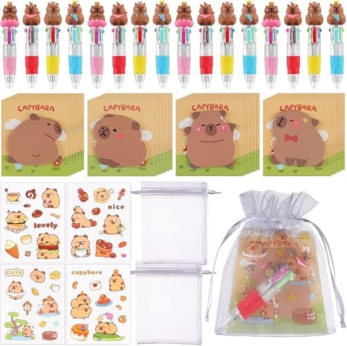Coolchic Capybara Stationery Party Gift, 16 Pack Back to School Stationery Set Include 4-in-1 Ballpoint Pens Sticky Note,Sticker Organza Bags for Birthday Party Goodies Bag Office Supplies on Amazon.ae - Price Tracker