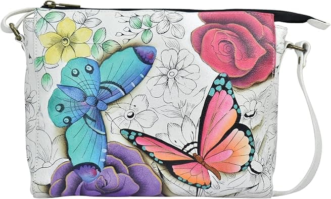 Anna by Anuschka Hand Painted Leather Women's Slim Medium Crossbody على Amazon.ae - متتبع الأسعار