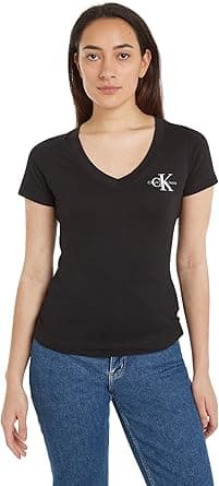 Calvin Klein Womens 2-PACK MONOLOGO V-NECK TEE T-Shirts (pack of 2) on Amazon.ae - Price Tracker