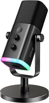 FIFINE XLR/USB Dynamic Microphone for Podcast Recording, PC Computer Gaming Streaming Mic with RGB Light, Mute Button, Headphones Jack, Desktop Stand, Vocal Mic for Singing YouTube-AmpliGame AM8 على Amazon.ae - متتبع الأسعار