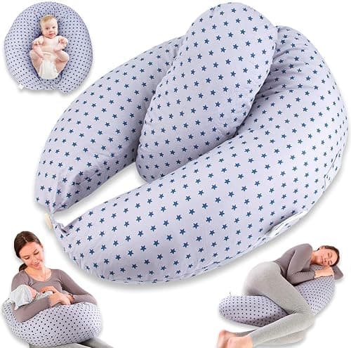 Chilling Home 2-in-1 Pregnancy Pillow,Breastfeeding Pillow Nursing Pillow XXL Maternity Pillow,Pregnancy Pillow for Sleeping with Inner Pillow&100% Cotton Cover,Washable Baby Feeding Pillow(Blue) on Amazon.ae - Price Tracker