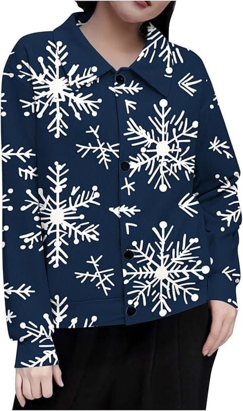 Christmas Tops for Women UK Ugly Xmas Jumpers Button Down Shirt Long Sleeve Tops Reindeer Funny Snowman Santa Graphic Blouses Funny Xmas Dressy Tunic Top Causal Holiday Shirt on Amazon.ae - Price Tracker