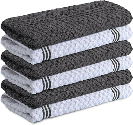 Infinitee Xclusives Premium Kitchen Towels - Pack of 6, 100% Cotton 40cm x 70cm Absorbent Dish Towels - 425 GSM Tea Towel, Terry Kitchen Dishcloth Towels - Grey Dish Cloth for Household Cleaning on Amazon.ae - Price Tracker