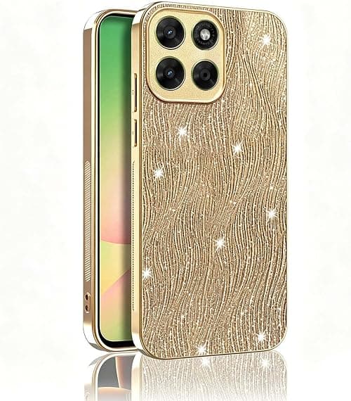 UPLAI Glitter Case for Motorola Moto G77 5G with Water Ripple 3D Iridescent Cover for Women Girls Luxury Bling Electroplated Edge Full Protection Shockproof, Gold على Amazon.ae - متتبع الأسعار