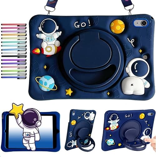 Case for iPad (A16) 11th/10th Generation Astronaut | Cute Shockproof Silicone Cover Pencil Holder, Rotating Stand, Shoulder Strap on Amazon.ae - Price Tracker