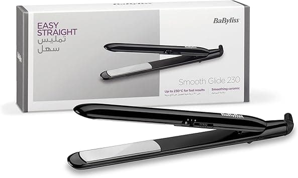 BaByliss Smooth Glide 230 Hair Straightener | Fast Heat Up Ceramic Coated Plates For Rapid Results | 2 Digital Temp Settings 200°C - 230°C | Breathe Easy With Auto Shut Off Function | ST240SDE (Black) on Amazon.ae - Price Tracker