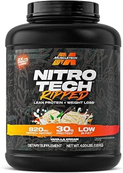 MuscleTech | Nitro-Tech | Ripped Whey Protein Isolate & Peptides for Men and Women | 30 grams of Protein | Lean Muscle & Weight Management | French Vanilla Bean | 1810 grams | 42 servings on Amazon.ae - Price Tracker