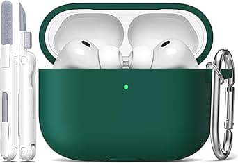 R-fun for AirPods Pro 3 Case (2025), Soft Silicone Protective Case Cover Compatible with Apple AirPods Pro 3rd Generation (USB-C Cable) for Women Men with Cleaning Kit and Keychain, Black Green on Amazon.ae - Price Tracker