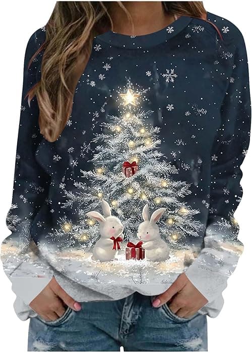 Womens Christmas Jumpers Ugly Xmas Jumper Funny Cat Christmas Jumper Oversized Pullover Sweatshirts Long Sleeve Tunic Tops Crew Neck Sweatshirt Xmas Party Tops Novelty Jumpers Blouses on Amazon.ae - Price Tracker