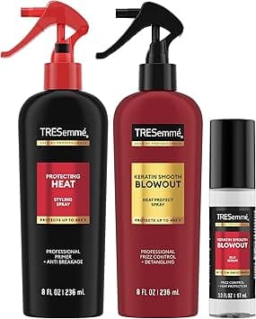 TRESemmé Expert Keratin Smooth Hair Care Set - Heat Protection Spray, Shine Serum with Marula Oil, and Thermal Leave-in Spray, Anti-Frizz Products (3 Piece Set) on Amazon.ae - Price Tracker