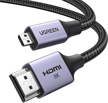 UGREEN 8K Micro HDMI to HDMI 2.1 Cable Male to Male Fit for Sony/Nikon 1M | 8K@60Hz 4K@144Hz 2K@240Hz HDR/eARC/3D Compatible with Gopro/Canon/Fuji/Raspberry Pi Braided Cord Aluminum Shell على Amazon.ae - متتبع الأسعار