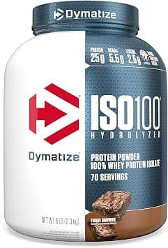 Dymatize ISO 100 Hydrolyzed Protein Powder 100% Whey Protein Isolate, Fudge Brownie, 2.3 kg | 25g Protein, Hydrolyzed, Fast-Absorbing, Supports Muscle Health, 5.5g BCAAs, Gluten-Free, 70 Servings, 5 lb on Amazon.sa - Price Tracker