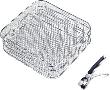 Air Fryer Rack, Pack of 3 Square Air Fryer Rack, 304 Stainless Steel Hot Air Fryer Grill Grate Compatible, Rack for Philips, Ninjia, Chefman 5.8Qt Dual Basket Air Fryers on Amazon - Best Deal Finder