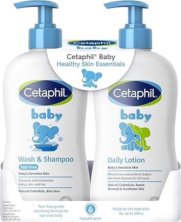 Cetaphil Baby Wash & Shampoo Plus Body Lotion, Healthy Skin Essentials, Head to Toe Hydration for up to 24 Hours, for Delicate, Sensitive Skin, 2 Count (Pack of 1) on Amazon.ae - Price Tracker