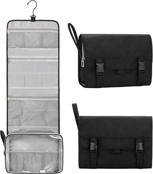 Toiletry Bag, Relavel Travel Hanging Toiletry Bag for Men and Women, Leather Water-Resistant Makeup Cosmetic Bag Travel Organizer for Toiletries, Shampoo, Full Sized Container Travel Bag on Amazon - Best Deal Finder
