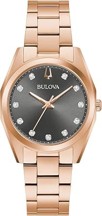 Bulova Ladies' Classic Surveyor Diamond Rose Gold Stainless Steel 3-Hand Quartz Watch, Gray Dial: 97P156, Rose Gold, One Size, Classic Surveyor on Amazon.ae - Price Tracker