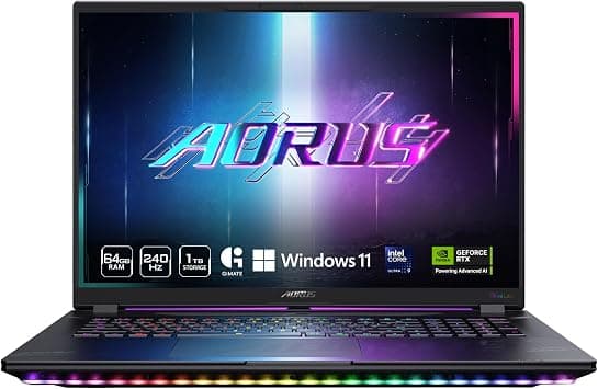 GIGABYTE AORUS Master 18 Gaming Laptop - 240Hz 2560x1600 Mini-LED - NVIDIA GeForce RTX 5080 - Intel Core Ultra 9 275HX - 2TB SSD with 32GB DDR5 RAM - Windows 11 Home AD (AORUS Master 18 BYHC5USD65SH) على Amazon.ae - متتبع الأسعار