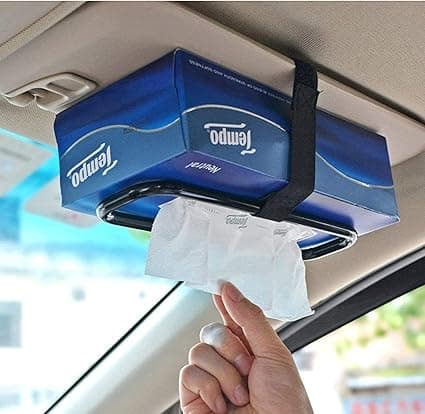 Car Tissue Paper Box Holder Auto Rear Seat Headrest Support Hold Clip Sun Visor Tissue Box Holder,Car Mount Organizer (Black) on Amazon.ae - Price Tracker