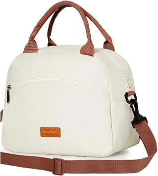 Insulated Lunch Bag, Reusable Women's Insulated Lunchbag with Strap, Adults Small Waterproof Cooler Lunch Bags, for Picnics Work School (White) على Amazon.ae - متتبع الأسعار