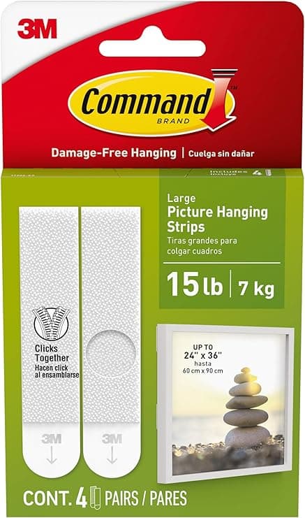Command Picture Large Hanging Strips White color, 4 pairs/pack | Holds 7.2 kg whole pack | Organize | Decoration | No Tools | Holds Strongly | Damage-Free Hanging on Amazon.ae - Price Tracker