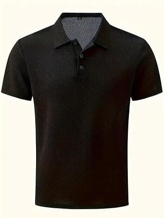 Men's Lightweight Waffle Knit Polo Shirt, Short Sleeve Classic Casual Collared Top for Summer Comfort - Amazon.sa Price Tracker