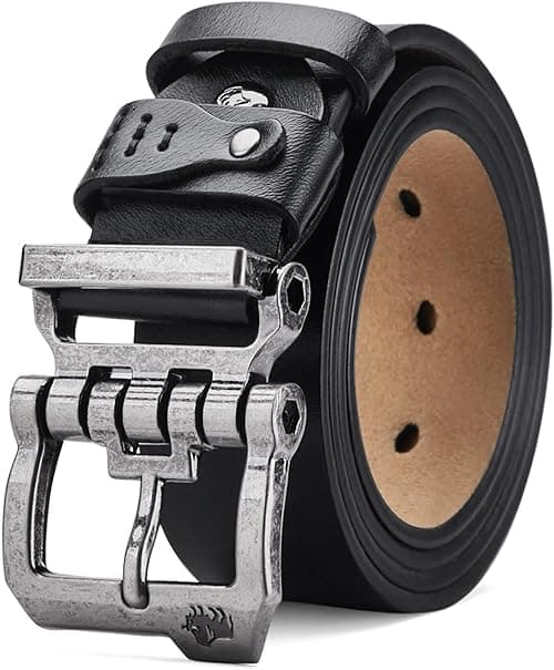 BISON DENIM Men's Belt - Leather Waistband with Anti-Scratch Pin Great for Jeans Cowboy & Work Wear Casual Alloy Buckle Belts on Amazon.ae - Price Tracker