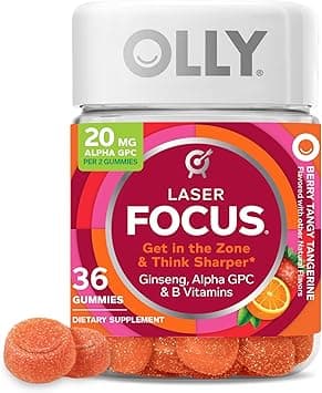 OLLY Laser Focus Gummy, Ginseng, Alpha GPC, B Vitamins, Berry Tangerine Flavor - 36 Count on Amazon.ae - Price Tracker