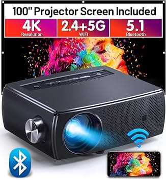ClokoWe Projector, 10000L 1080P HD 5G WiFi Bluetooth Projector, Portable Movie Projector with Screen, Home Theater Video Projector Compatible with Android/iOS/TV Stick/PS4, Support 4K&300” on Amazon.ae - Price Tracker