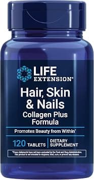 Life Extension Hair, Skin & Nails Collagen Plus Formula - Promotes Collagen & Keratin Health - with Niacin, Vitamin B6, Biotin, Calcium & Zinc - Non-GMO – 120 Count(Pack of 1) on Amazon.ae - Price Tracker