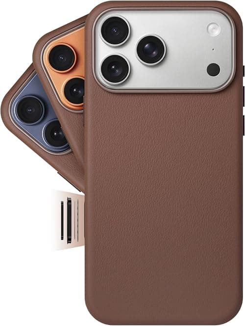 LONLI Classic | Premium Leather Case for iPhone 17 Pro Max - Made of European Vachetta Leather (Gold Standard) - With Camera Controls & MagSafe Compatibility - Dark Brown Saddle على Amazon.ae - متتبع الأسعار