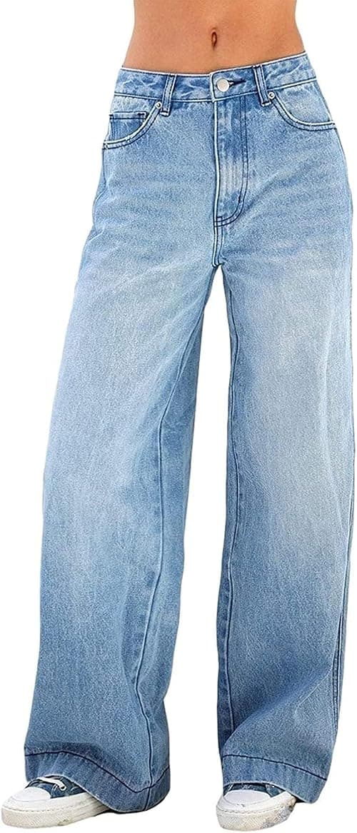 Y2k High Waist Jeans For Women Straight Fit Baggy Pants Denim Pants For Halloween Streetwear (Color : Blue, Size : Large) on Amazon - Best Deal Finder