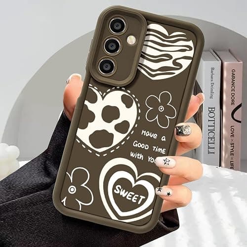 Cow Print Case for Samsung Galaxy A17 / F17 5G/M17 5G Phone Case,Cute Heart Floral Motif Women Girls Slim Soft TPU Silicone Shockproof Protective Case-Brown on Amazon.ae - Price Tracker