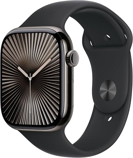 Apple Watch Series 10 GPS + Cellular 42 mm Smartwatch with Slate Titanium Case with Black Sport Band - M/L. Fitness Tracker, ECG App, Always-On Retina Display, Water Resistant on Amazon.ae - Price Tracker