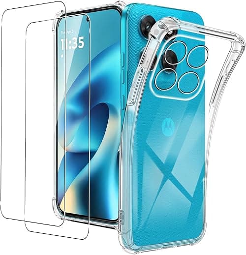 KZIOACSH Case for Motorola Moto G87 5G/G67 5G/G77 with 2 Tempered Glass Screen Protector, Corner Protection Ultra Transparent Anti-Scratch Shock Absorption Soft TPU Rugged Bumper Cover على Amazon.ae - متتبع الأسعار