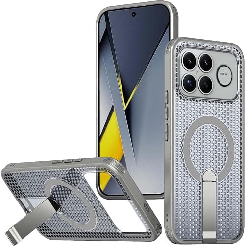YUECXIN Utlra Slim Cool Honeycomb Design Magnetic Case for Xiaomi Poco F8 Ultra 5G, Shockproof Cover with Invisible Metal Kickstand, Grey على Amazon.ae - متتبع الأسعار