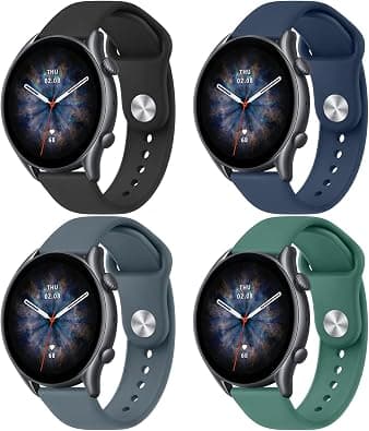 Amzpas Silicone Band for Amazfit GTR 3 Pro/GTR 3/ GTR 2e/ GTR 2/ GTR 4/ Amazfit GTR 47mm Smart Watch, 22mm 4 Pack Soft Quick-Release Replacement Wristband with Simple Buckle, Sport Strap for Men on Amazon.sa - Price Tracker