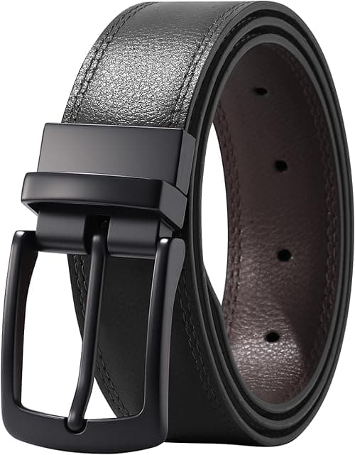 AWAYTR Men Reversible Leather Belt - 1.33'' Wide Genuine Leather Dress Belt for Casual and Business Wear on Amazon.ae - Price Tracker