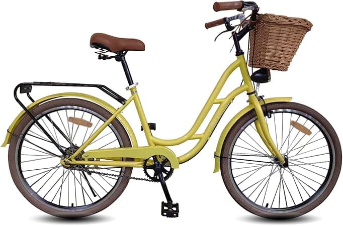 Mogoo Florida Single Speed Cruiser Bike 24/26 Inch, Classic City-Bike, Steel Frame Road-Bike, Comfort Bike, Cycle-For-Men and Women, Unisex Bicycle Adult, Basket, Rear Carrier on Amazon.ae - Price Tracker