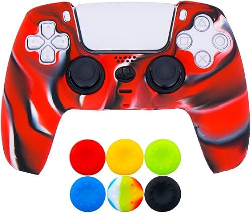 1 Piece of Silicone Protective Thick Cover Skin + 6 Thumb Grips for Playstation 5 / PS5 / Dualsense Controller Camouflage Red on Amazon.ae - Price Tracker