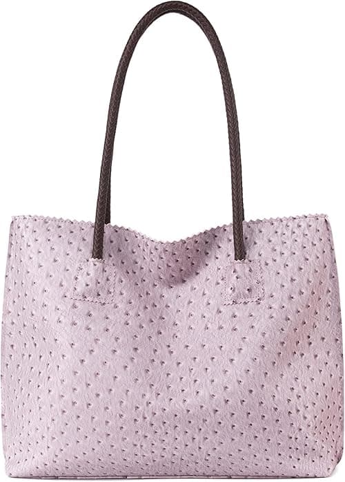 Milan Chiva Tote Bag for Women Large Ostrich Shoulder Handbags with Zipper on Amazon.ae - Price Tracker