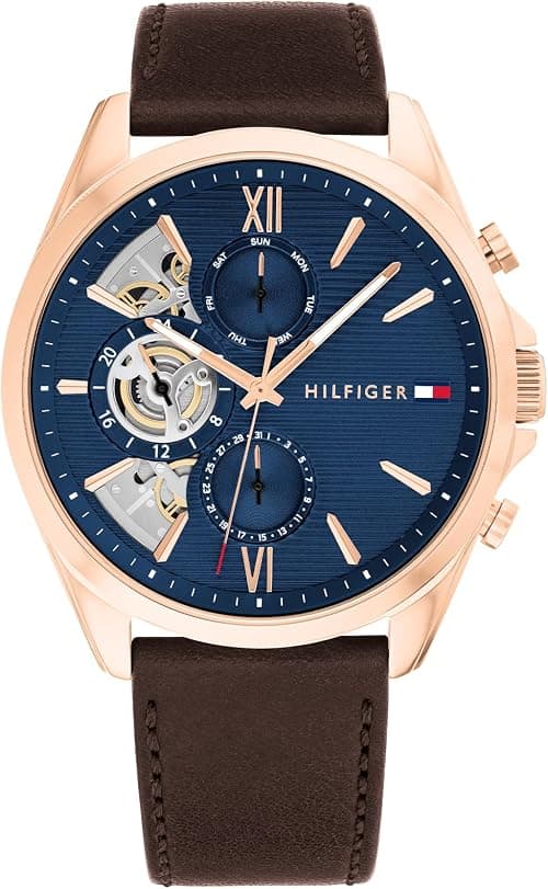 Tommy Hilfiger BAKER MENS BLUE DIAL IONIC PLATED ROSE GOLD STEEL Watch - 1710645 on Amazon - Best Deal Finder