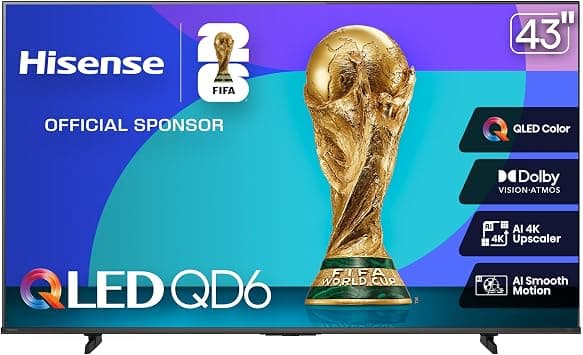 Hisense 43" Class QD6 Series (43QD6QF, 2025 Model) QLED 4K UHD Smart Fire TV, Voice Remote with Alexa, Dolby Vision, Dolby Atmos, Motion Rate 120, HDR 10+, Game Mode Plus, MEMC, VRR, ALLM - Amazon.sa Price Tracker