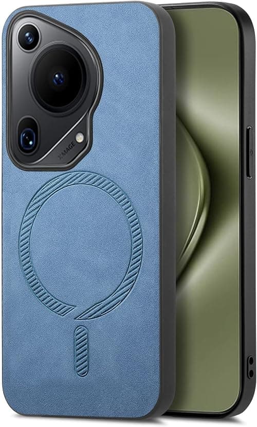 Huawei Pura 70 Ultra Case, Magnetic Heavy Duty Drop Protection Shockproof Leather Shell Bumper Cover for Huawei Pura 70 Ultra, Support Car Mount (Blue) on Amazon.ae - Price Tracker
