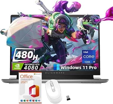 Alienware x16 R1 Gaming Laptop - 16" 480Hz Display, Intel i9-13900HK(14-core), NVIDIA GeForce RTX 4080, 32GB DDR5, 2TB SSD, Wi-Fi 6, Windows 11 Pro & Microsoft Office Lifetime License, Silent Mouse on Amazon.ae - Price Tracker