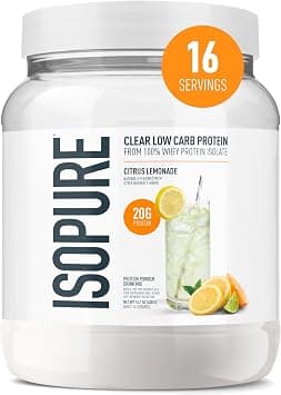 Isopure Protein Powder, Clear Whey Isolate Protein, Post Workout Recovery Drink Mix, Gluten Free with Zero Added Sugar, Infusions- Citrus Lemonade, 16 Servings on Amazon.ae - Price Tracker