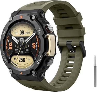 MoKo Watch Strap Compatible with Amazfit T-Rex 2, Women Men Watch Band Soft Silicone Replacement Wristband for T-Rex 2, Jungle Green على Amazon.ae - متتبع الأسعار