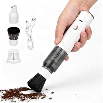 Jectse Coffee Grinder Cleaner, Cordless & Mini Coffee Powder Vacuum, Handheld Grounds Remover, Ideal for Car, Home, Office, Portable Grinder Cleaner (White) on Amazon - Best Deal Finder