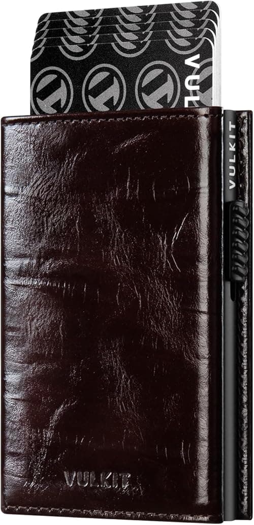 VULKIT Card Holder Wallet with Coin Pocket Magnetic Closure Pop Up Cards With ID Window Leather Wallet for Cash & Credit Cards on Amazon.ae - Price Tracker