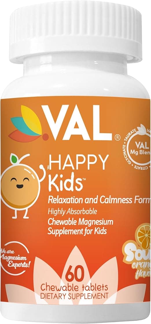 VAL Chewable Magnesium for Kids, Relaxation and Calm Formula, Glycinate, Citrate, Taurate, Vitamin B6, D, C, Natural Orange Flavor, Sugar Free, Gluten Free, Non-GMO, 60 Chewable Tablets on Amazon.ae - Price Tracker